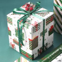Novo 6 pçs 50x76cm papel de embrulho de presente de natal rolo para o ano novo presente de natal envoltório de papel artesanato decoração de fita de presente - Image 3