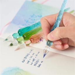 Handmade 3D Vidro Diy Pen, Crystal Pen Holder, Tubo de Luz, Caligrafia Cheia de Tinta, 1 - Image 2
