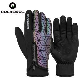 ROCKBROS-Luvas de bicicleta térmica para homens e mulheres, tela sensível ao toque, à prova de vento, quente, ciclismo, escalada, esqui, bicicleta, inverno - Image 1