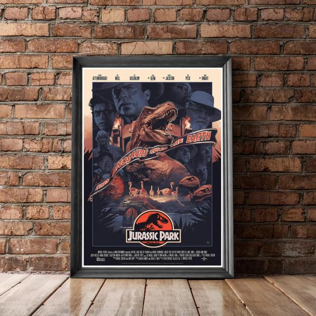 Arte Retro de Dinossauro T-Rex em Estilo Art Deco para Decoração de Parede Inspirada em Jurassic Park
