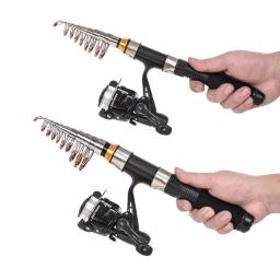 Lixada carretel da vara de pesca combo kit completo com 2.1m 2.3 varas de pesca telescópica 2 pçs molinetes conjunto com ganchos iscas macias saco - Image 5