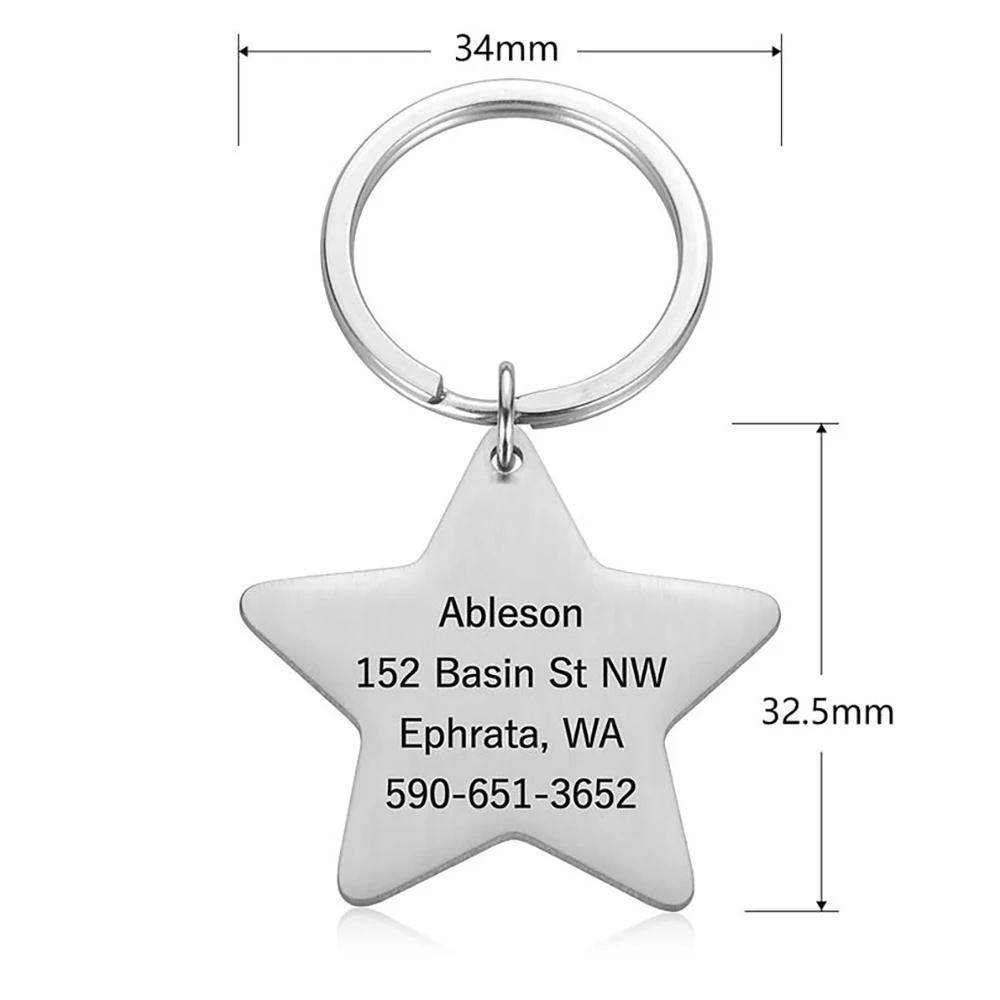 Pingente de estrela personalizado animal de estimação esculpido nome do gato etiquetas de identificação de aço inoxidável suprimentos para animais de estimação colar colocar acessórios perdidos - Image 1