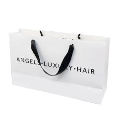 Saco De Papel De Presente De Compras Com Alça Embutida, Logotipo Personalizado Para Roupas Boutique De Embalagem Boutiques, Branco, Luxo - Image 2