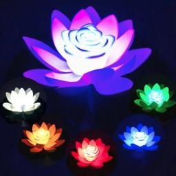 LED Colorido Lótus Artificial Luz, Impermeável, Falso Pond Flores, Folha De Lótus, Lily Lanterna De Água, Decoração Festival, 18cm - Image 2