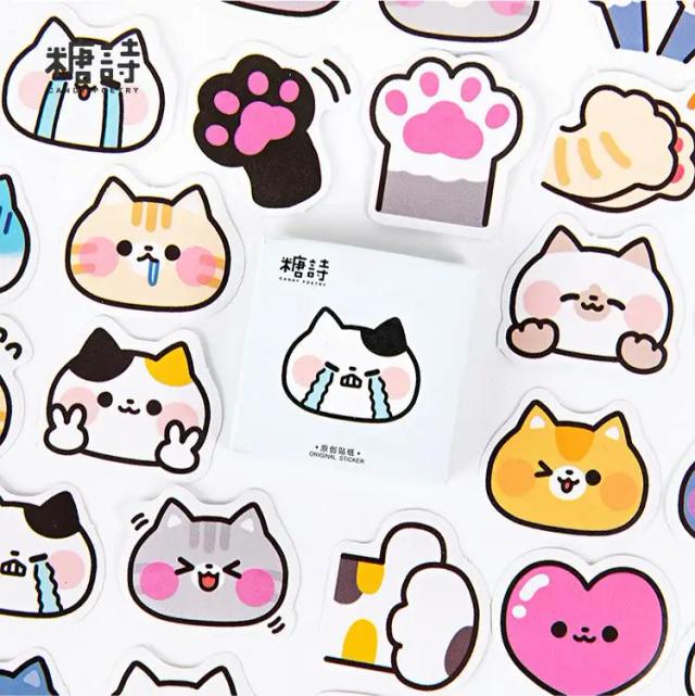 Conjunto de 45 Adesivos de Vinil com Gatos para Decoração de Garrafas, Laptops e Diários