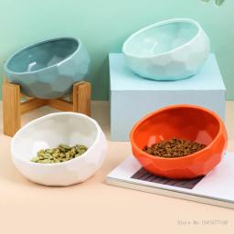 Tigela de cerâmica com suporte de bambu para cães e gatos, cachorro água comida e bebedouro alimentador, alimentador antiderrapante de gatos e cães - Image 6