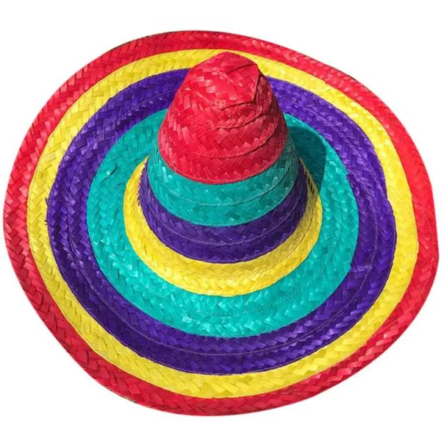 Chapéus de Palha com Aba Larga para Festa Mexicana - Modelos para Crianças e Adultos em Cores Variadas e Canudos Decorativos Coloridos