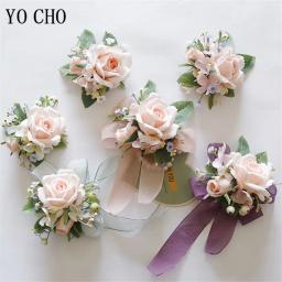 Marfim pulso corsage dama de honra irmãs artesanal flor artificial de seda rosa pulseira flores para casamento dança festa decoração - Image 2