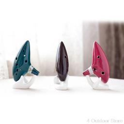 Coletor de cerâmica ocarina branco com 6/12 orifícios, base de mão para amantes da música, instrumentos musicais de madeira, peças de reparo au26 20 - Image 4