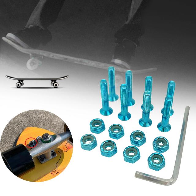 Parafusos de Skate Aço Carbono 8 Peças com Porcas
