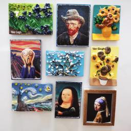 Ímãs de geladeira 3d adesivo resina van gogh grito mona lisa decoração para casa resina artesanato lembrança - Image 1