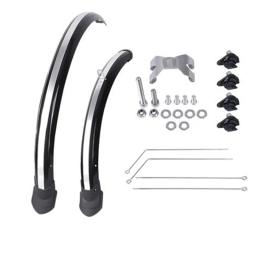 Frente e Traseiro Duplo Suporte Fender Bicicleta, Paralama Traseiro, Tamanho Ajustável, Asas para Bicicleta Dobrável, Cromo, Plástico, 16 polegadas, 2PCs - Image 5