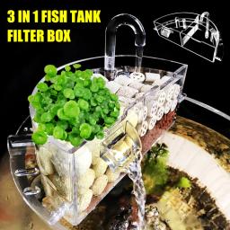 3 em 1 caixa de filtro de tanque de peixes aquário caixa de filtro externo acrílico externo pendurado purificador de água redonda tanque de peixes acessórios para animais estimação - Image 1