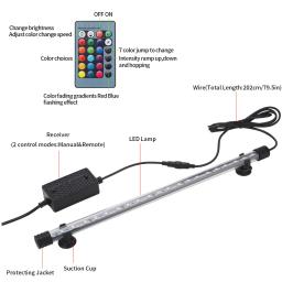 Lâmpada de aquário de sete espaços com controle remoto, 18-57cm, lâmpada colorida de mergulho, 90-260v, para plantas, tanque de peixes, uso anfíbio - Image 3