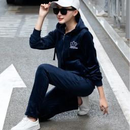 Roupa esportiva feminina bordada, roupas de treino tamanho grande, de veludo escovado, para exercícios ao ar livre, ioga, conforto, roupa esportiva - Image 5