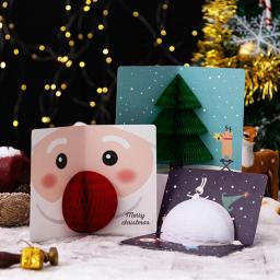 2022 novo 3d feliz natal cartão cartões postais convites com envelope ano novo cartões para crianças - Image 3