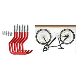 Ganchos de metal para bicicleta, 6 peças, armazenamento de teto, para casa, garagem, vassoura, organizador de vassoura, suporte para pendurar - Image 1