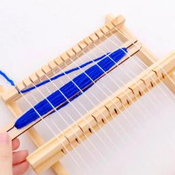 Mini tear de tecelagem de madeira para crianças, máquina de tricô artesanal com acessórios, brinquedo tradicional DIY, crianças - Image 3