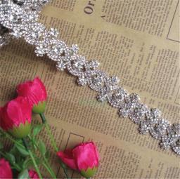 Fita de cristal de strass para decoração, faixa com diamante brilhante, aplique de prata, faixa de costura, decoração de vestido de casamento 30cm, imperdível - Image 3