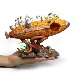Decoração para aquário, acessórios para tanque de peixes, ornamentos de resina, barco, aquário submerso, paisagismo, decoração de tanque de peixes, artesanato, suprimentos para animais de estimação - Image 1