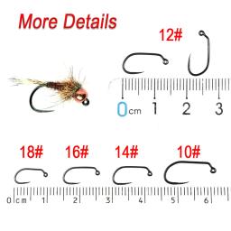 Vampfly 50 unidades10 #   12 #   14 #   16 #   18 #   60 °    Ângulo Barbless Jig Ninfa Fly Tying Truta Iscas De Pesca Mosca Molhada Amarrando Gancho - Image 4