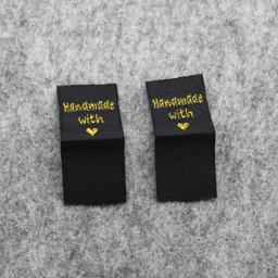 100 peças etiquetas artesanais em estoque/etiquetas douradas/etiquetas personalizadas de tecido/etiquetas bordadas de vestuário - Image 3