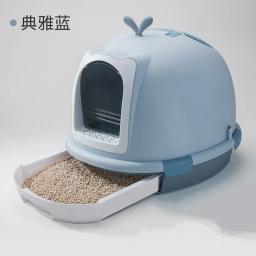 Caixa de areia para gatos, tipo grande e fechado, totalmente fechado, não espalha a suprimentos de limpeza para animais de estimação - Image 1
