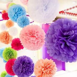 2 pçs 4/6/8/10/12 polegada papel flor decoração tecido pompons festa de casamento papel flor conjunto bola do chuveiro do bebê flor bola - Image 1