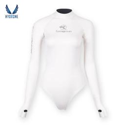 Saveoceano roupa de mergulho 2mm, branca de manga longa sem costas, roupa de mergulho para mulheres, maiô de peça única - Image 3