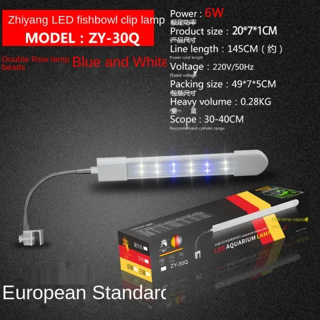 Iluminação LED Dupla para Aquários e Plantas Aquáticas: Luz Azul e Branca com Suporte para Tanques de Peixes 220V