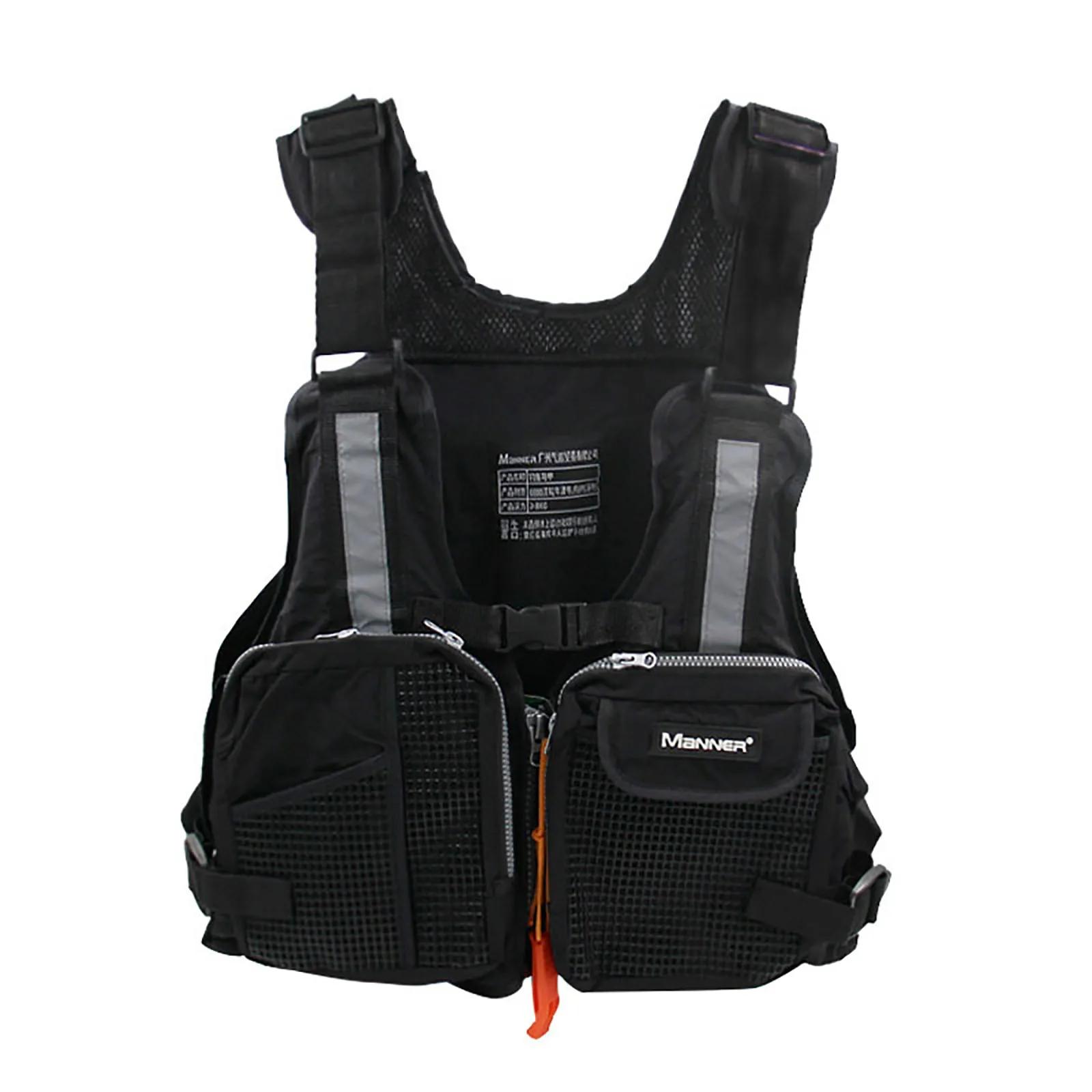 Colete salva-vidas do caiaque da pá unversal para a sobrevivência adulta terno esportes aquáticos roupa de segurança com listra reflexiva multi-bolso - Image 1
