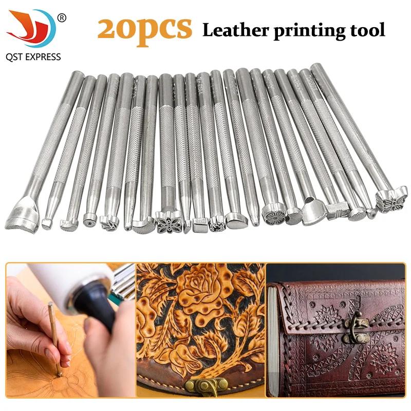 Leather Stamp Printing Tool Kit, Alloy Punch Set, Carving Saddle Making Tools para artesanato em couro, DIY Artwork, 20pcs - Image 6