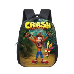 Pequeno Jogo Crash Bandicoot Mochila para Crianças, Baby Cartoon School Bags, Kindergarten Children Gift, 12" - Image 1