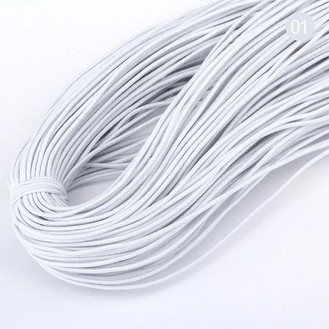Elástico Redondo de Alta Qualidade Branco e Preto para Costura - Disponível em Várias Espessuras (1mm a 4mm) e 2m de Comprimento