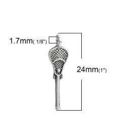 Doreenbeads 2019 moda feminina na moda jóias à base de zinco liga encantos lacrosse vara prata antigo cor 24mm x 6mm, 20 peças - Image 3