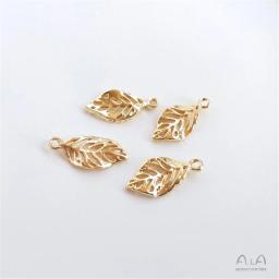 14K Gold Plated Acessórios oco tridimensional folha pingente diy artesanal pulseira cabeça ornamentos pingente eardrop - Image 5