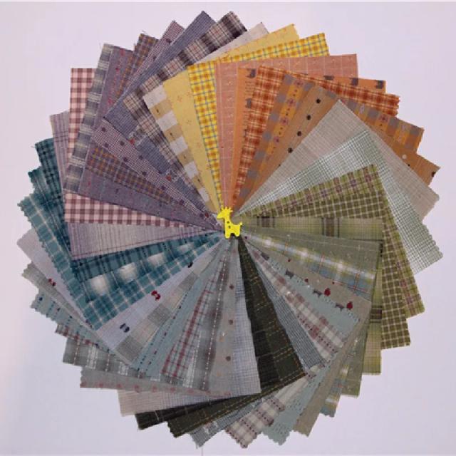 Tecido Japonês Tingido Artesanal de Algodão 100% para Costura, Bonecas e Projetos DIY - Pacote com 50 Peças de 9x12cm