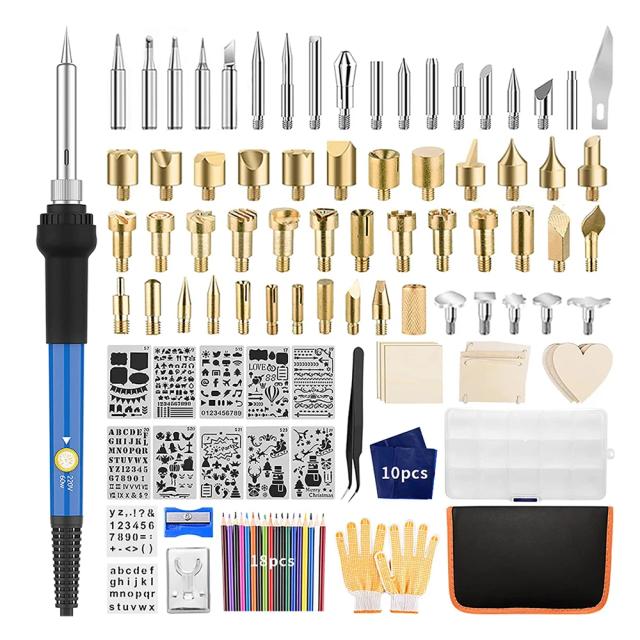 Kit Profissional de Queima de Madeira com Ferramentas e Temperatura Ajustável para Gravação e Escultura em DIY para Iniciantes e Artesãos