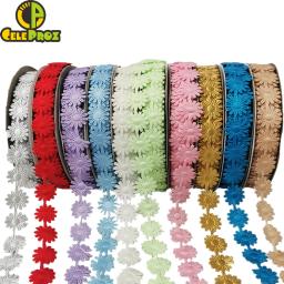 Flor Floret Laço para Costura Garment, Tecido Borda Guarnições, DIY Artesanato Materiais, Casamento, Aniversário, Decoração de Casa, Margarida Fita, 20 jardas - Image 2