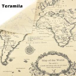 Teramila-Mapa da Palavra Tecido De Linho De Lona, Tecido Doméstico, Tela, Material De Costura Do Metro, Toalha De Mesa, Travesseiro, Cortina, Almofada - Image 2