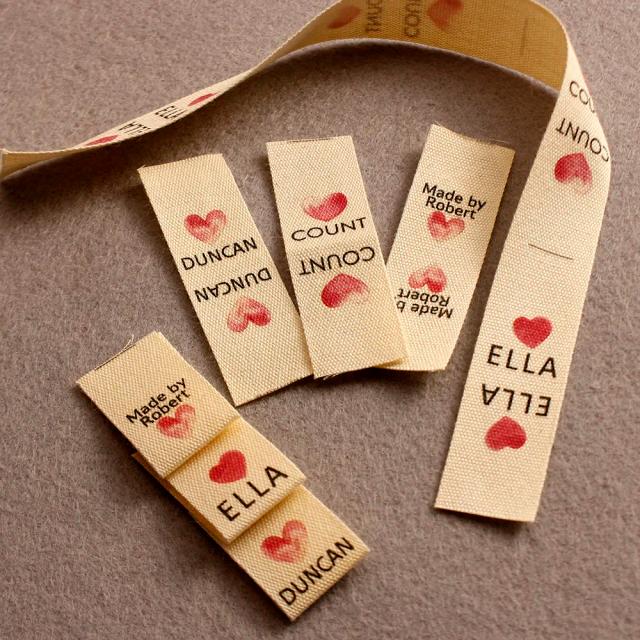 Etiquetas Personalizadas de Algodão 15x50mm com Logotipo ou Texto para Artesanato e Presentes