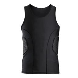 Colete acolchoado de compressão para homens, camiseta protetora de costela para treino com 3 almofadas para futebol, basquete e hockey - Image 3