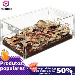 Recipiente acrílico para répteis, gaiola magnética para répteis, caixa de reprodução de répteis com termômetro e caixa de reprodução de insetos - Image 1