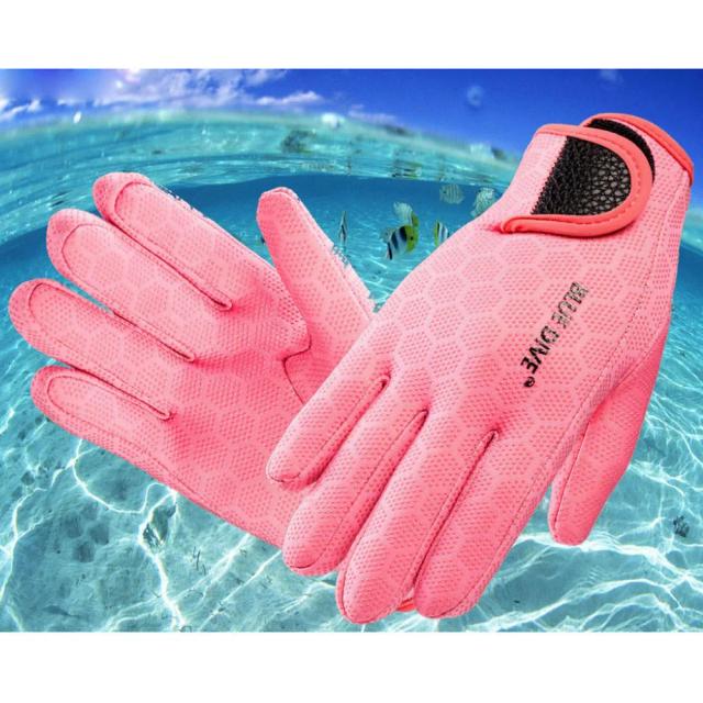 Luvas de mergulho profissionais em neopreno 1.5mm, quentes e confortáveis, preta e rosa, alta qualidade - 1 par