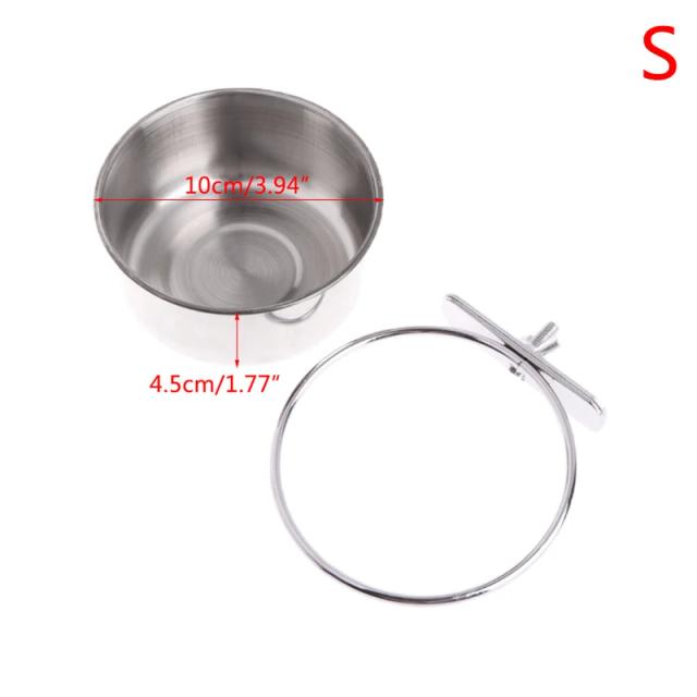 Copo de Alimentação em Aço Inoxidável para Pássaros com Prato de Comida e Tigela de Água para Gaiola - Ideal para Cockatiel e Periquitos