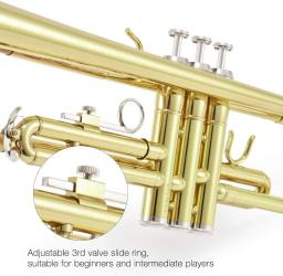 Aisiweier Gold Brass Trumpet Set, trompete Bb padrão, estojo rígido, luvas, 7 C bocal, apto para estudantes, ATR-380 - Image 3