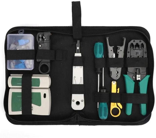 Kit Profissional de Ferramentas para Redes 9 em 1 com Testador de Cabos e Conectores RJ45