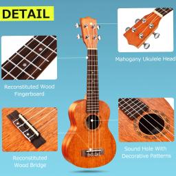 Ukulele Soprano Mahogany Madeira Ukelele com Carry Bag, Uke Strap, cordas, Tuner, Pick Holder, Celuloid Picks, 21 polegadas, Hot - Image 2