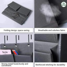 Sobre a Porta Organizador De Armazenamento, Pendurado Com Ganchos, Montagem Na Parede, Material De Escritório, Pastas De Arquivo, Material Escolar, 5 Bolsos - Image 3