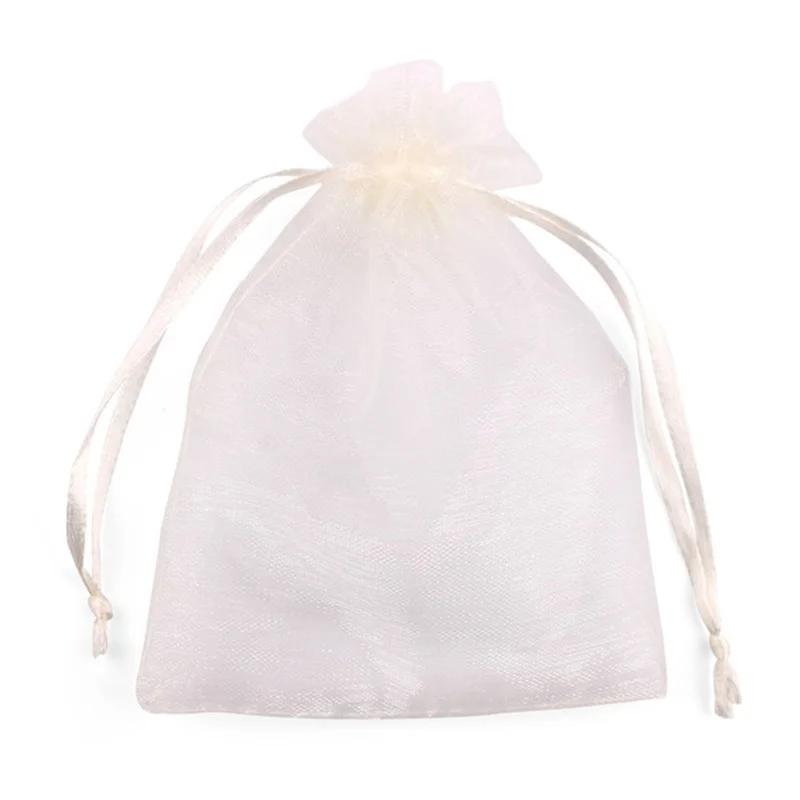 7*9 10*15 17*23cm cor sólida fio organza sacos de presente saco de organza malha saco de embalagem de doces de casamento armazenamento malotes de tecido de tule - Image 1